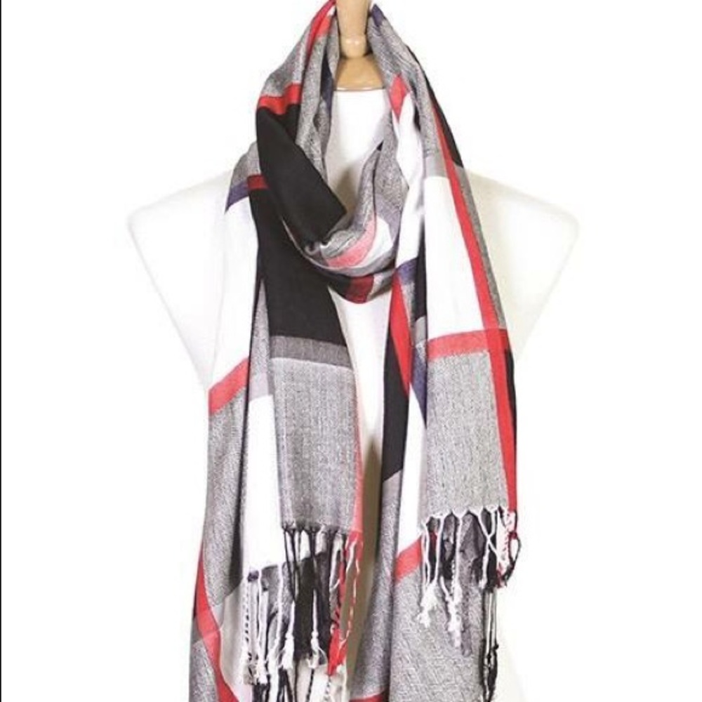 Plaid oblong scarf